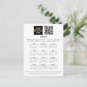 Carte Postale 2026 Calendrier Business Logo Coordonnées Code QR (Debout devant)