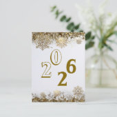Carte Postale 2026 Gold Glitter Snowflake New Year logo company (Debout devant)