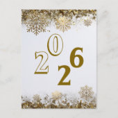 Carte Postale 2026 Gold Glitter Snowflake New Year logo company (Devant)