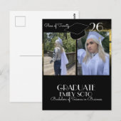 Carte Postale 2026 Graduation Collage Script Gold Black (Devant / Derrière)