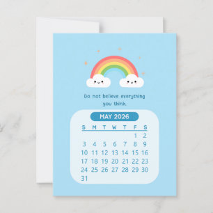 Carte Postale 2026 Mai Monthly Cute Kawaii Motivational Calendar