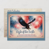 Carte Postale 2026 Mini Calendar Firework, "Eagle of the Fourth" (Devant / Derrière)
