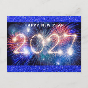 Carte Postale 2027 Bonne Année Feux d'Artifice Moderne Étincelle
