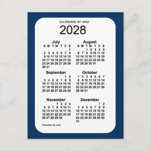 Carte Postale 2028 Police Box Blue 6 Mois Mini Calendrier par Ja