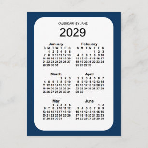 Carte Postale 2029 Police Box Blue 6 Mois Mini Calendrier par Ja