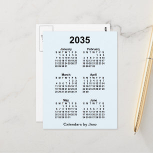 Carte Postale 2035 Alice Blue 6 Mois Mini Calendrier par Janz