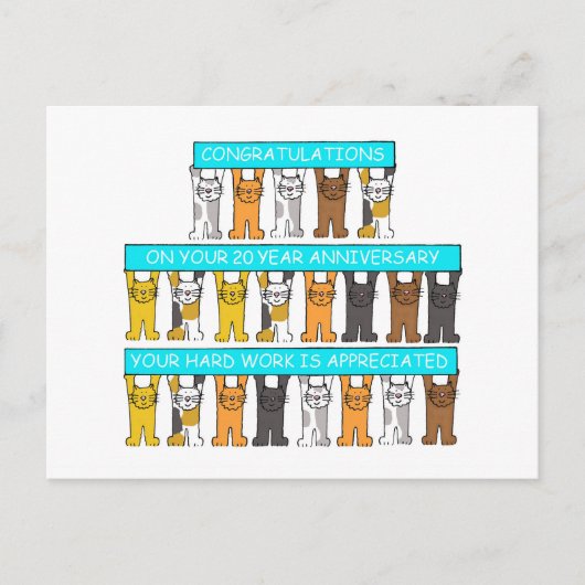 Carte Postale 20 ans de travail anniversaire Félicitations (Devant)