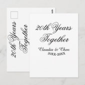 Carte Postale 20 ans ensemble anniversaire nom date année sim (Devant / Derrière)