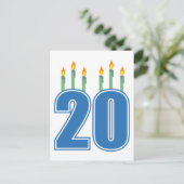 Carte Postale 20 bougies (Bleu / Vert) (Debout devant)