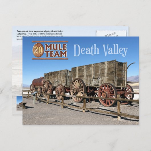 Carte Postale 20 chariots d'équipe, Death Valley, Californie (Devant / Derrière)