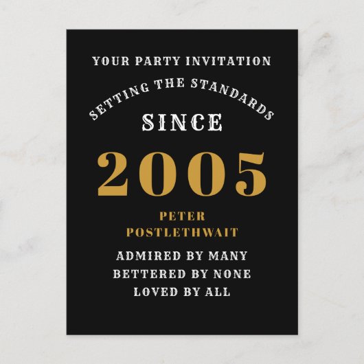 Carte Postale 20e Anniversaire 2005 Noir Or (Devant)