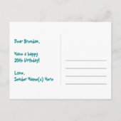 Carte Postale 20e anniversaire : bandes roses et cœurs, arc-en-c (Dos)