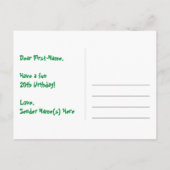 Carte Postale 20e Anniversaire : motif coeurs amusants, arc-en-c (Dos)