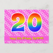 Carte Postale 20e anniversaire : Rayures roses et cœurs, Arc-en- (Devant)