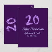 Carte Postale 20e heureux anniversaire ajouter nom de couple dat (Devant / Derrière)