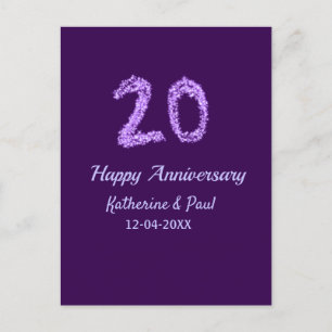 Carte Postale 20e heureux anniversaire ajouter nom du couple dat