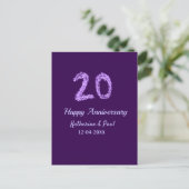 Carte Postale 20e joyeux anniversaire ajouter nom du couple date (Debout devant)