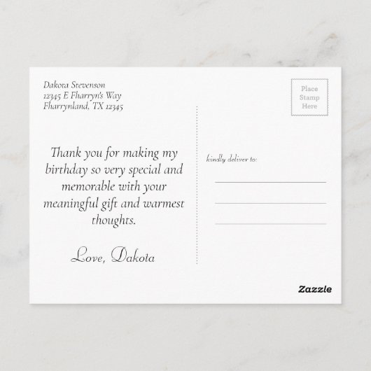 Carte Postale 21 et juridique | Green 21st Birthday Photo Merci (Dos)