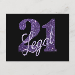 Carte Postale 21 et Légal   21e Anniversaire Faux Paillettes Vio