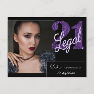 Carte Postale 21 et Légal   21e Anniversaire Faux Paillettes Vio