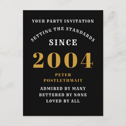 Carte Postale 21e Anniversaire 2004 Or Noir (Devant)