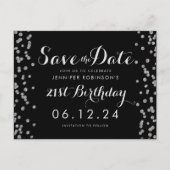 Carte Postale 21e anniversaire Argent Enregistrer la date Confet (Devant)