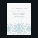CARTE POSTALE 21e anniversaire Blue Snowflake Invi<br><div class="desc">Des flocons de neige bleu très élégants créent une jolie bordure le long du fond de cette invitation à l'anniversaire adulte. Moderne et minimaliste,  le design est ouvert et aéré. L'esthétique contemporaine plaira à tous les âges.</div>