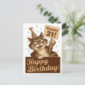 Carte Postale 21e anniversaire mignon drôle chat vintage (Debout devant)