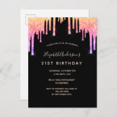 Carte Postale 21e anniversaire parties scintillant arc-en-ciel i (Devant / Derrière)
