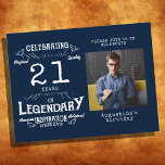 Carte Postale 21e anniversaire Photo Bleu Vintage Anniversaire I<br><div class="desc">Découvrez le moment avec une invitation classique de style vintage pour commémorer votre événement marquant le 21e anniversaire de votre mariage ! Cet invitation de style carte postale est doté d'une typographie traditionnelle avec un porte-monnaie pour y inclure votre photo préférée. Parfaits pour cet événement spécial, ces invitations seront un...</div>