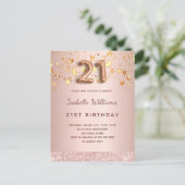 Carte Postale 21e anniversaire rose or blush étoiles or (Debout devant)