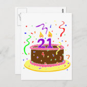 Carte Postale 21st Birthday Cake (Devant / Derrière)