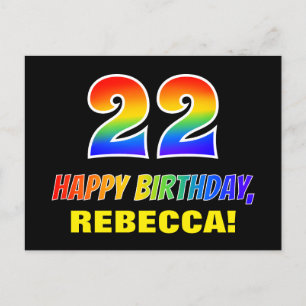 Carte Postale 22e anniversaire : Bold, amusant, simple, arc-en-c