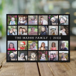 Carte Postale 24 Photo Collage avec nom de famille Date - noir<br><div class="desc">Une grille photo 24 avec beaucoup de place pour de nombreuses photos et du texte personnalisé. Ajoutez vos photos préférées à ce modèle amusant. Vous pouvez utiliser des photos carrés ou n'importe quelle photo pour cette grille. Pour obtenir de meilleurs résultats, recadrez vos photos en carré avant de les télécharger....</div>