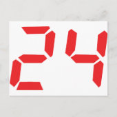 Carte Postale 24 vingt-quatre réveil rouge numérique chiffre (Devant)