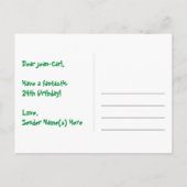 Carte Postale 24e Anniversaire : Bandes roses & Cœurs, Arc-en-ci (Dos)