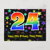 Carte Postale 24e anniversaire : Fun Stars Motif, Arc-en-ciel 24 (Devant)