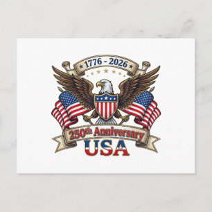 Carte Postale 250 Ans Américain 250e 4 Juillet Anniversaire 1