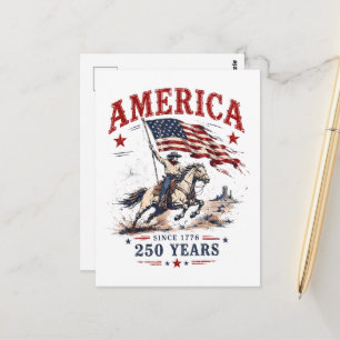 Carte Postale 250 Ans d'Amérique 1776 2026 Cowboy Patriotique