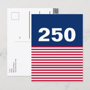Carte Postale 250 Rouge Blanc et Bleu 250e anniversaire des État