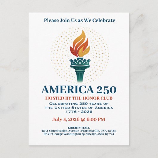 Carte Postale 250e anniversaire des États-Unis  (Devant)