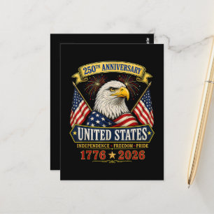 Carte Postale 250e anniversaire USA 4 juillet Patriotique