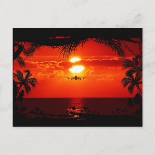 CARTE POSTALE 251 VOLS D'AVION TROPICAL REDS ORANGE