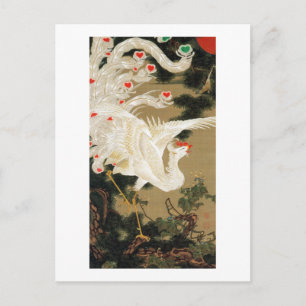 Carte Postale 25. 老 松 白 鳳 図, 冲 Pine-tree & Phoenix, Jakuchu, 若