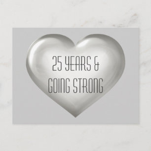 Carte Postale 25 Ans & Toujours Fiers Cœur Argent Anniversaire d