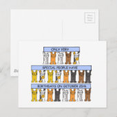 Carte Postale 25 octobre Anniversaire Cute Cartoon Cats (Devant / Derrière)