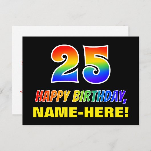 Carte Postale 25e anniversaire : Bold, amusant, simple, arc-en-c (Devant / Derrière)
