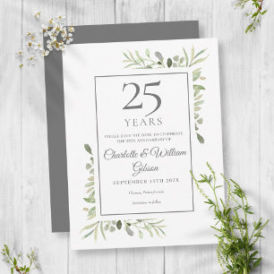 Carte Postale 25e anniversaire Enregistrer la date Aquarelle Feu