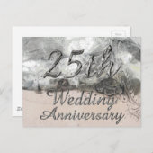 Carte Postale 25e anniversaire Mariage de la typographie argenté (Devant / Derrière)