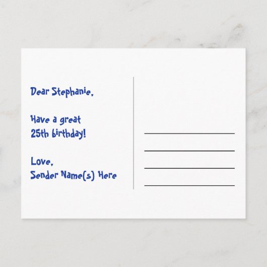 Carte Postale 25e anniversaire : motif de cœurs amusants, arc-en (Dos)